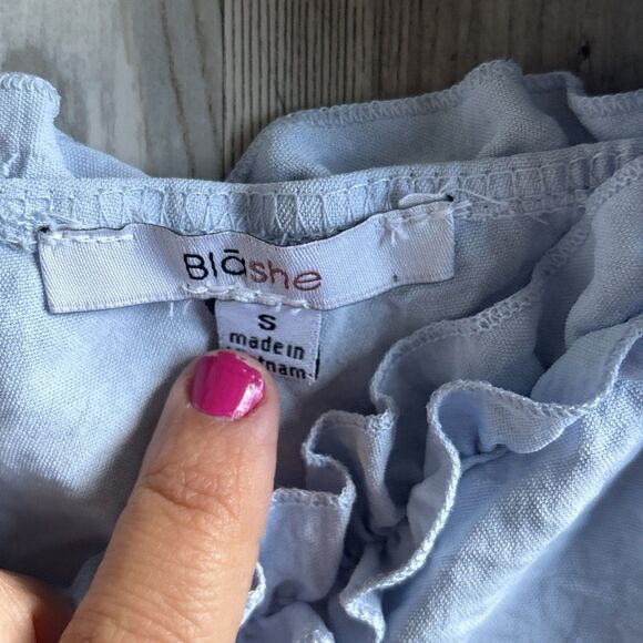 Blashe Blue Babydoll Flutter Ruffle Dress Size Small - Picture 5 of 8